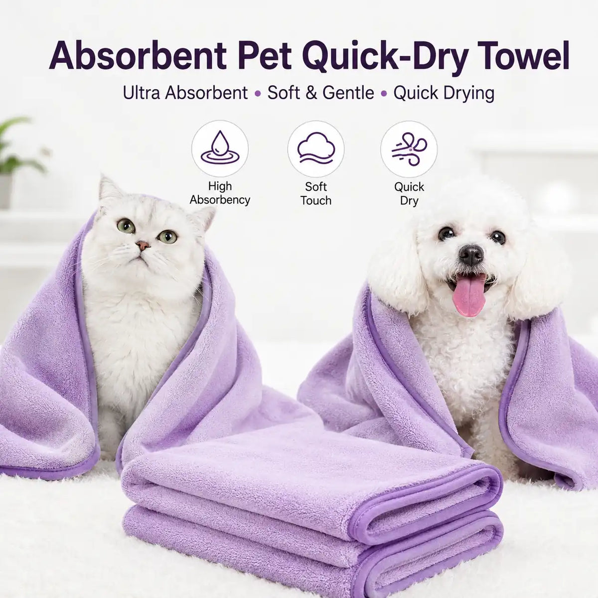 Absorbent Pet Quick-Dry Towel Set