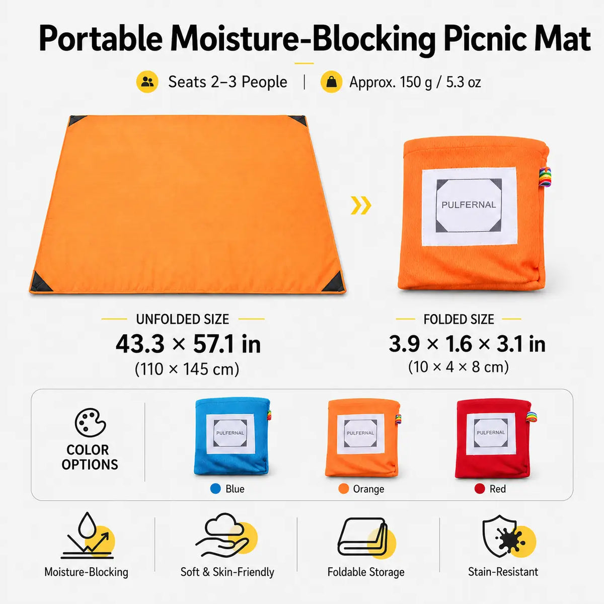 Portable Moisture-Blocking Picnic Mat