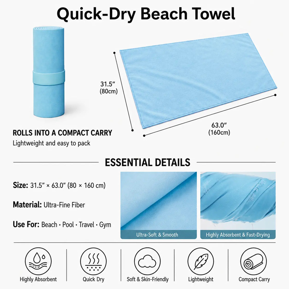 Quick-Dry Beach Towel Set